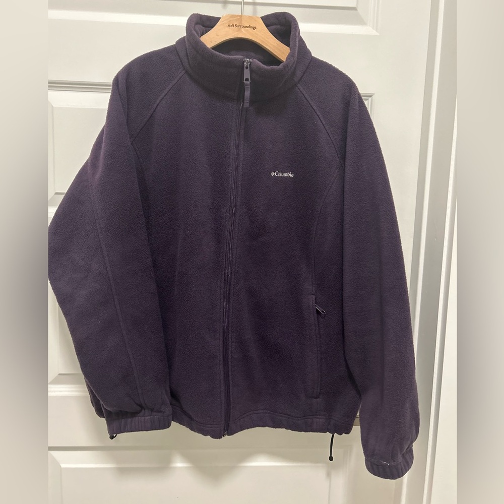 COLUMBIA Fleece Jacket Womens 3X Plus Purple Full Zip Long Sleeve EC